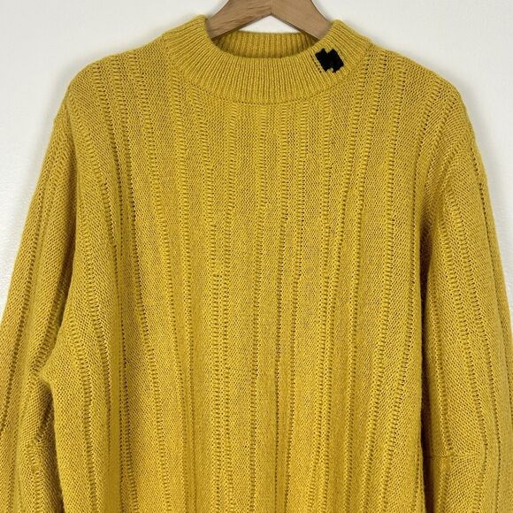 Ader Error Unisex Alpaca Heavy Knit Sweater Jumper Sz A2 2022 Fall Winter Yellow - Picture 5 of 15
